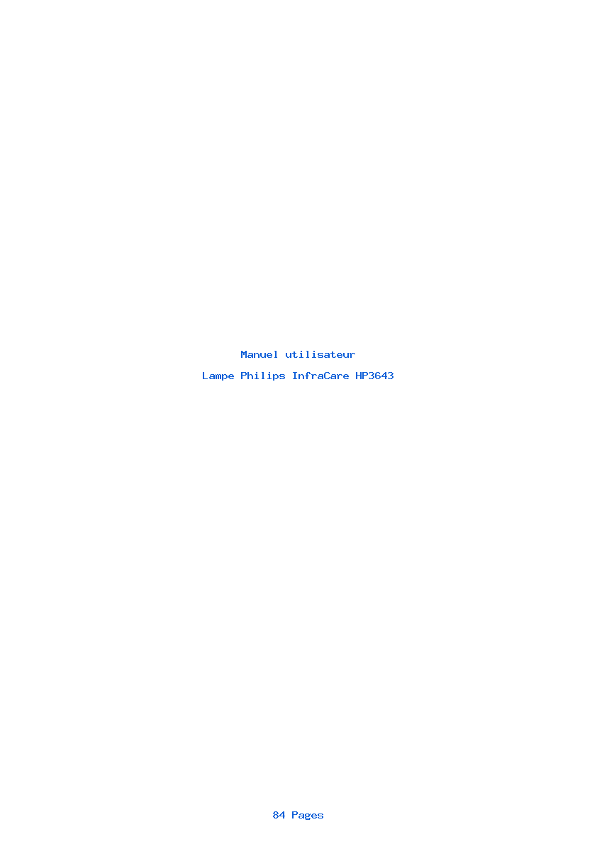 Page 1 de la notice Manuel utilisateur Philips InfraCare HP3643