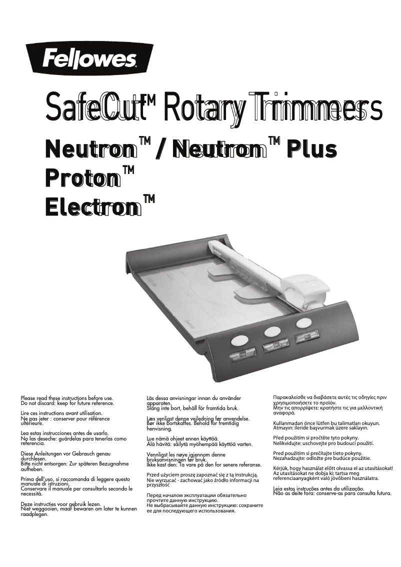 Page 1 de la notice Manuel utilisateur Fellowes Electron A3