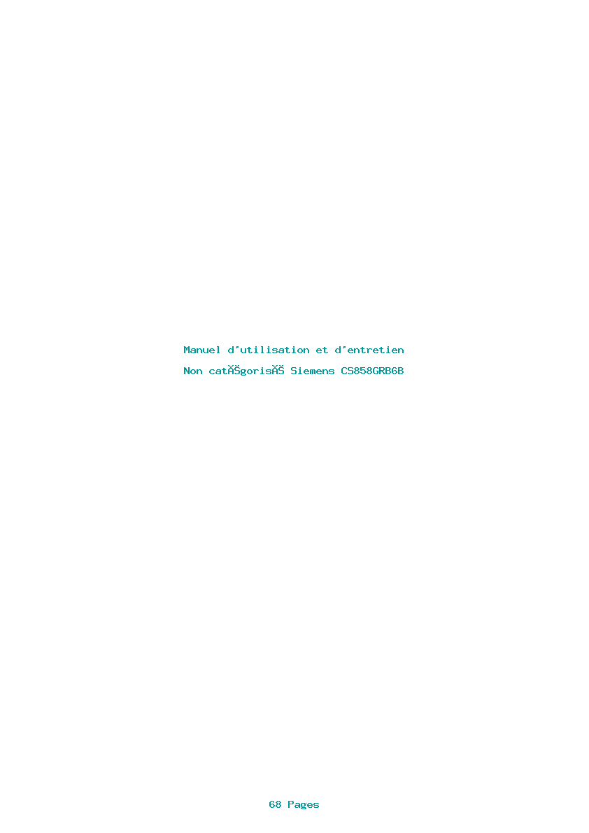 Page 1 de la notice Manuel d'utilisation et d'entretien Siemens CS858GRB6B