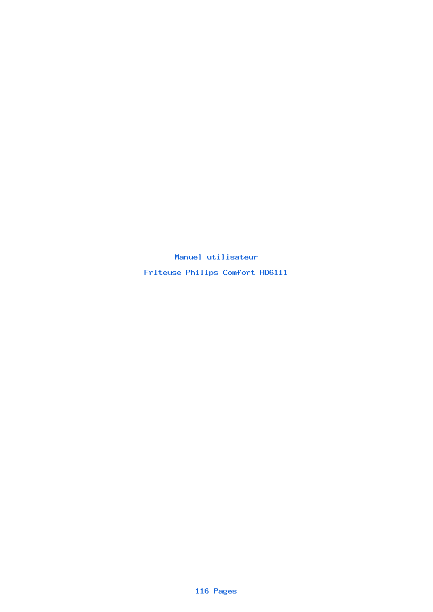 Page 1 de la notice Manuel utilisateur Philips Comfort HD6111
