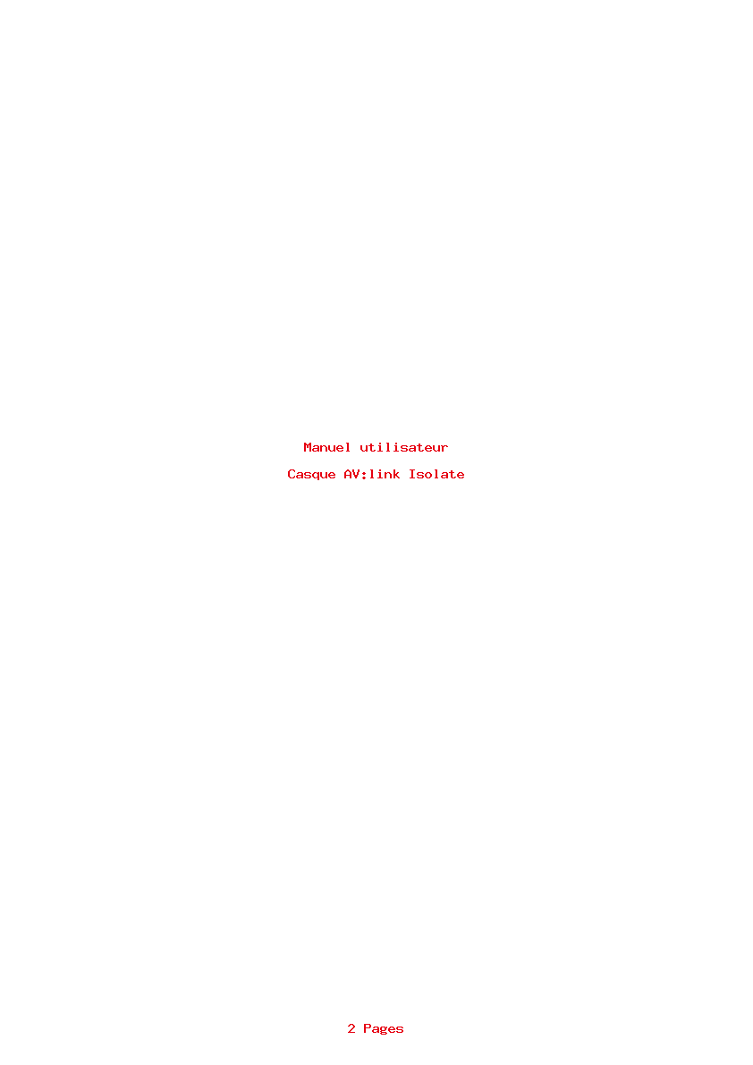 Page 1 de la notice Manuel utilisateur AV:link Isolate