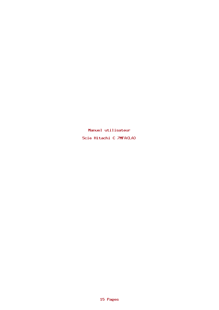 Page 1 de la notice Manuel utilisateur Hitachi C 7MFA(LA)