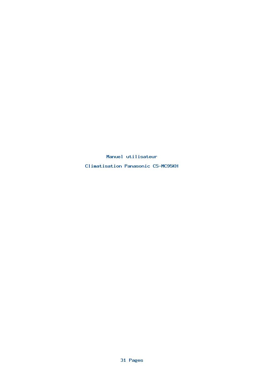 Page 1 de la notice Manuel utilisateur Panasonic CS-MC95KH