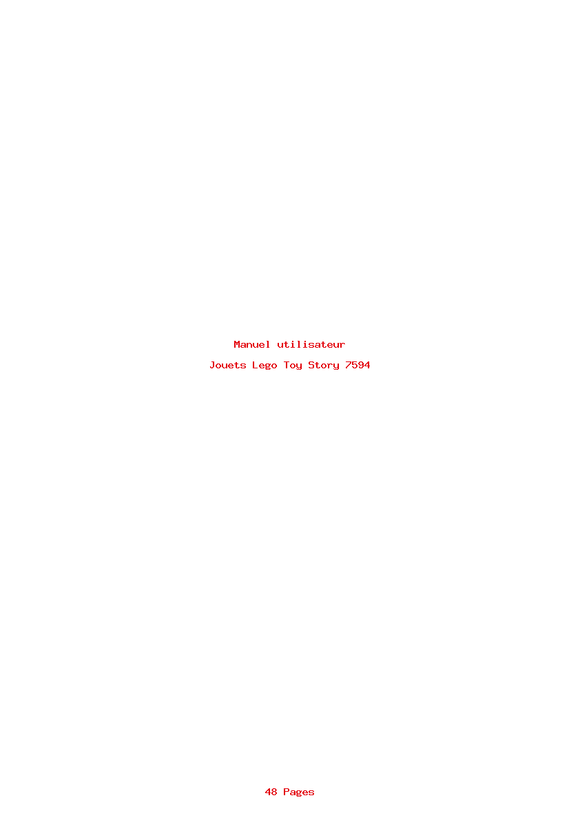 Page 1 de la notice Manuel utilisateur Lego Toy Story 7594