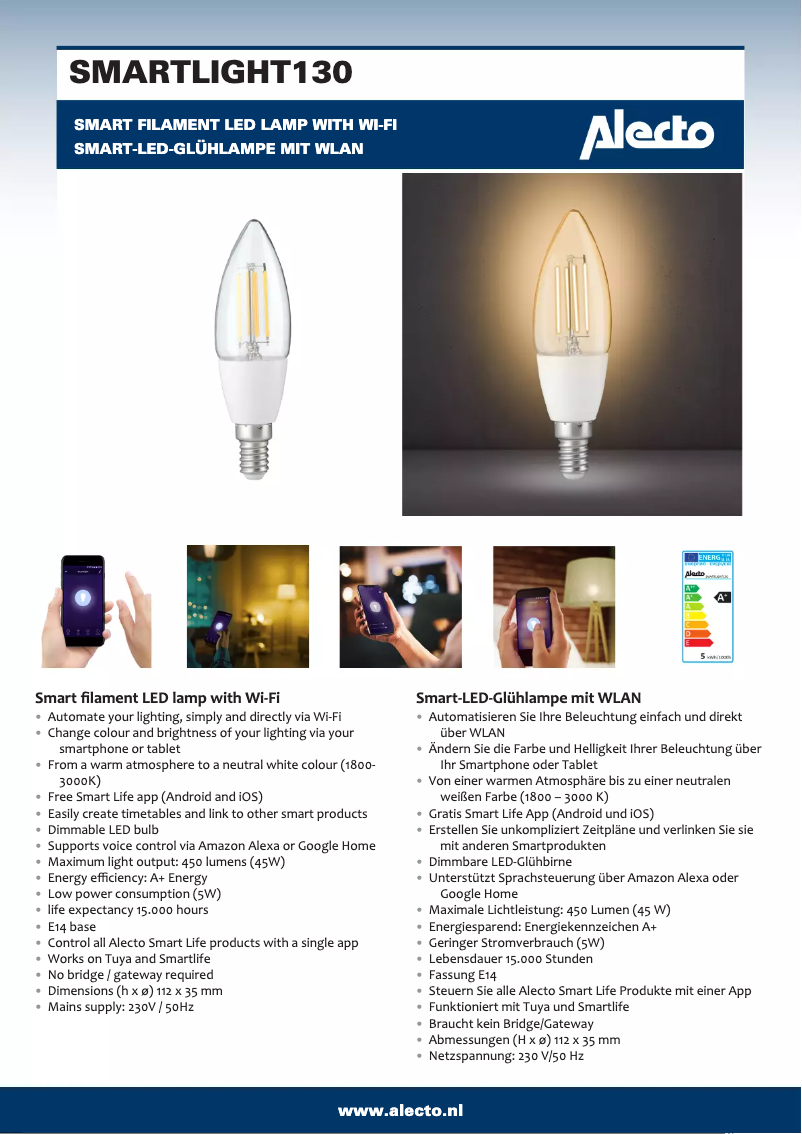 Page 1 of the manual User Manual Alecto SMARTLIGHT130