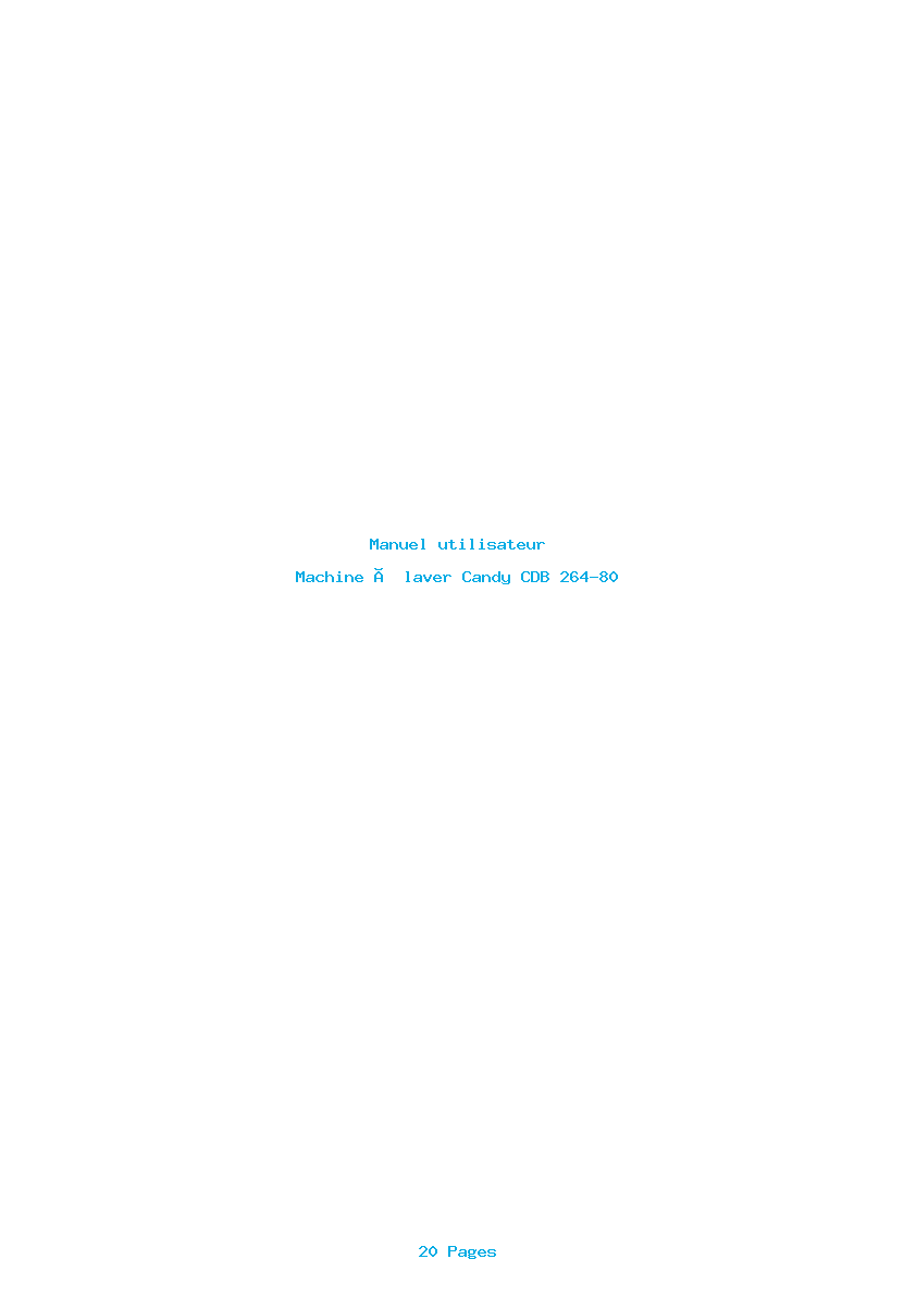 Page 1 de la notice Manuel utilisateur Candy CDB 264-80