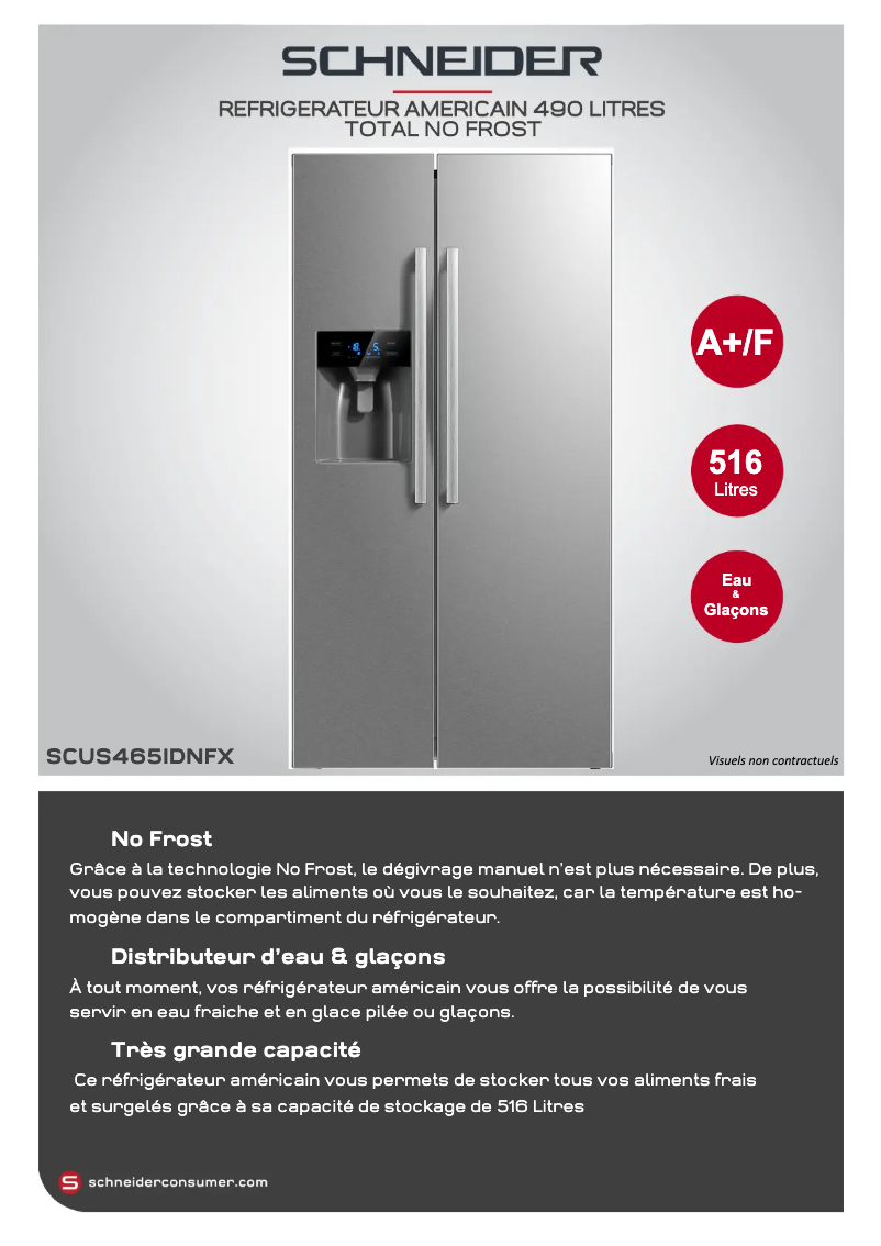 Page 1 de la notice Fiche technique Schneider SCUS465IDNFX