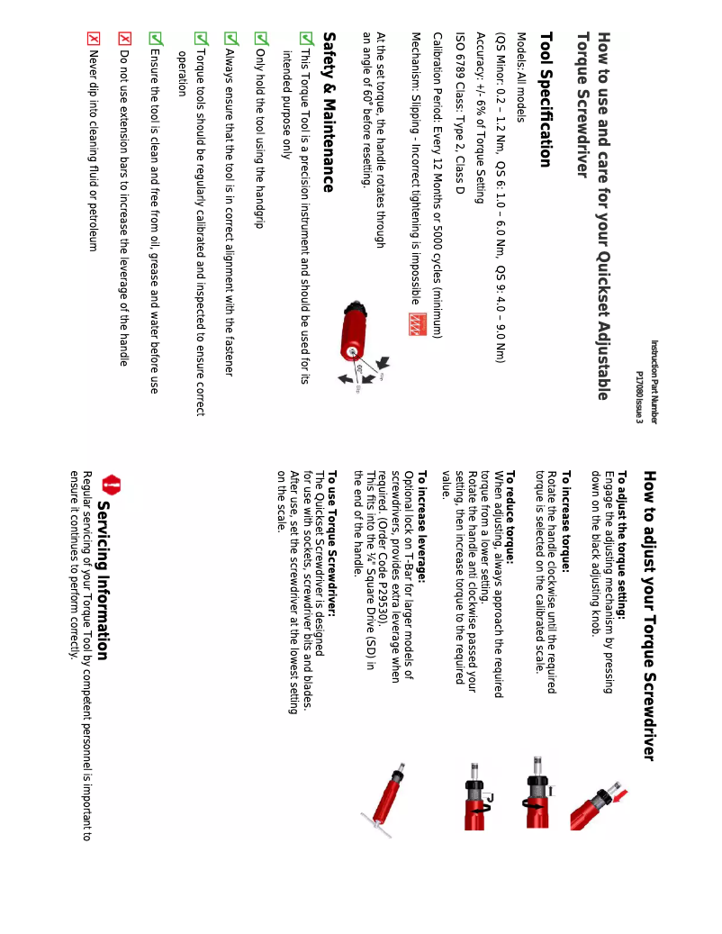 Page 1 de la notice Manuel utilisateur Gedore Quickset 9 FH