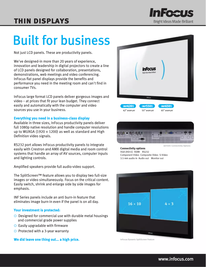 Page 1 of the manual User Manual InFocus INF5501
