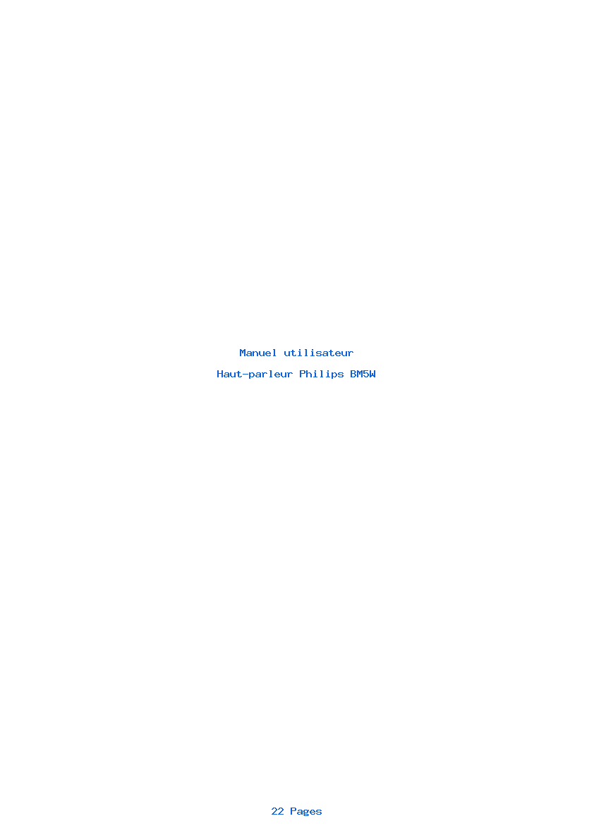 Page 1 de la notice Manuel utilisateur Philips BM5W