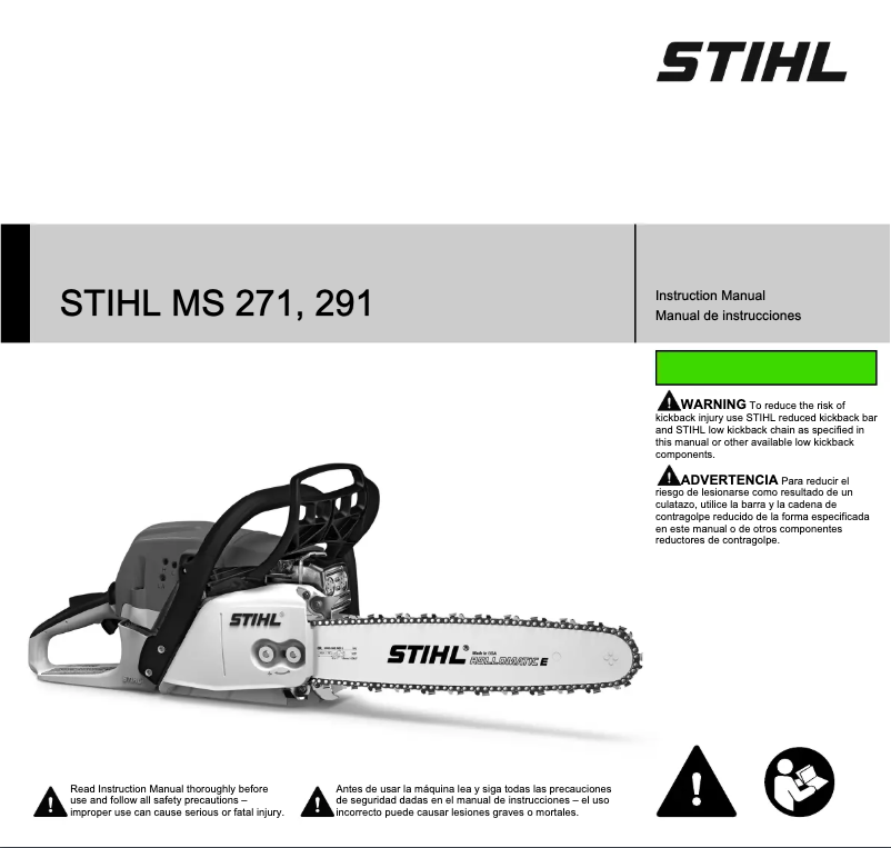 Page 1 de la notice Manuel utilisateur Stihl MS 291 C-BEQ
