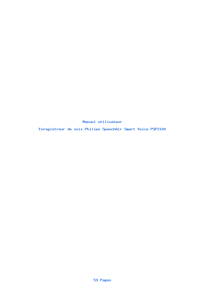 Page 1 de la notice Manuel utilisateur Philips SpeechAir Smart Voice PSP2100