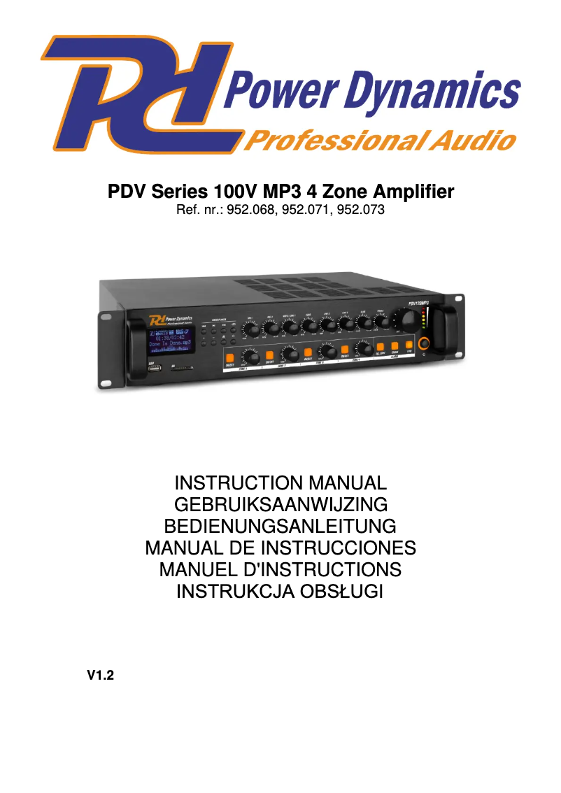 Page 1 de la notice Manuel utilisateur Power Dynamics PDV120MP3