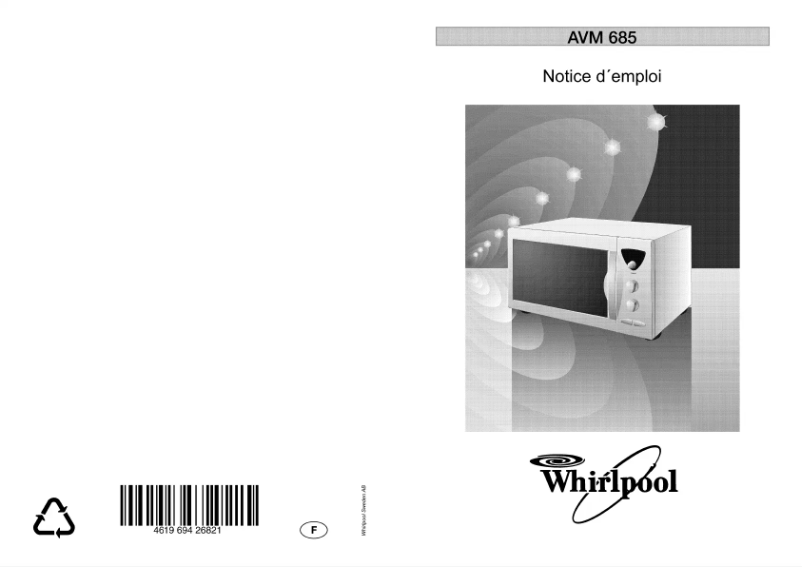 Page 1 de la notice Manuel utilisateur Whirlpool AVM 685