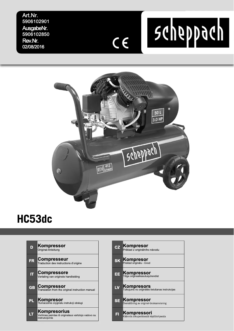 Page 1 of the manual User Manual Scheppach HC53dc