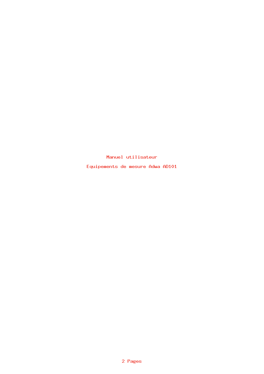 Page 1 de la notice Manuel utilisateur Adwa AD101
