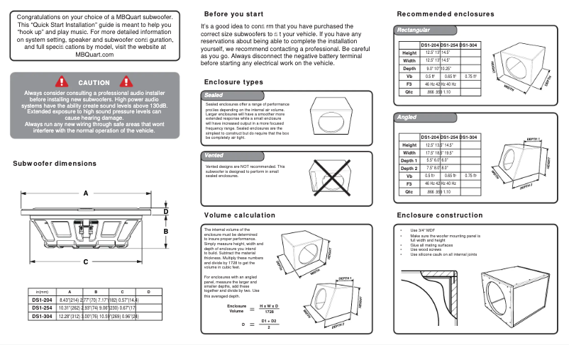 Page 1 de la notice Manuel utilisateur MB Quart Discus DS1-254