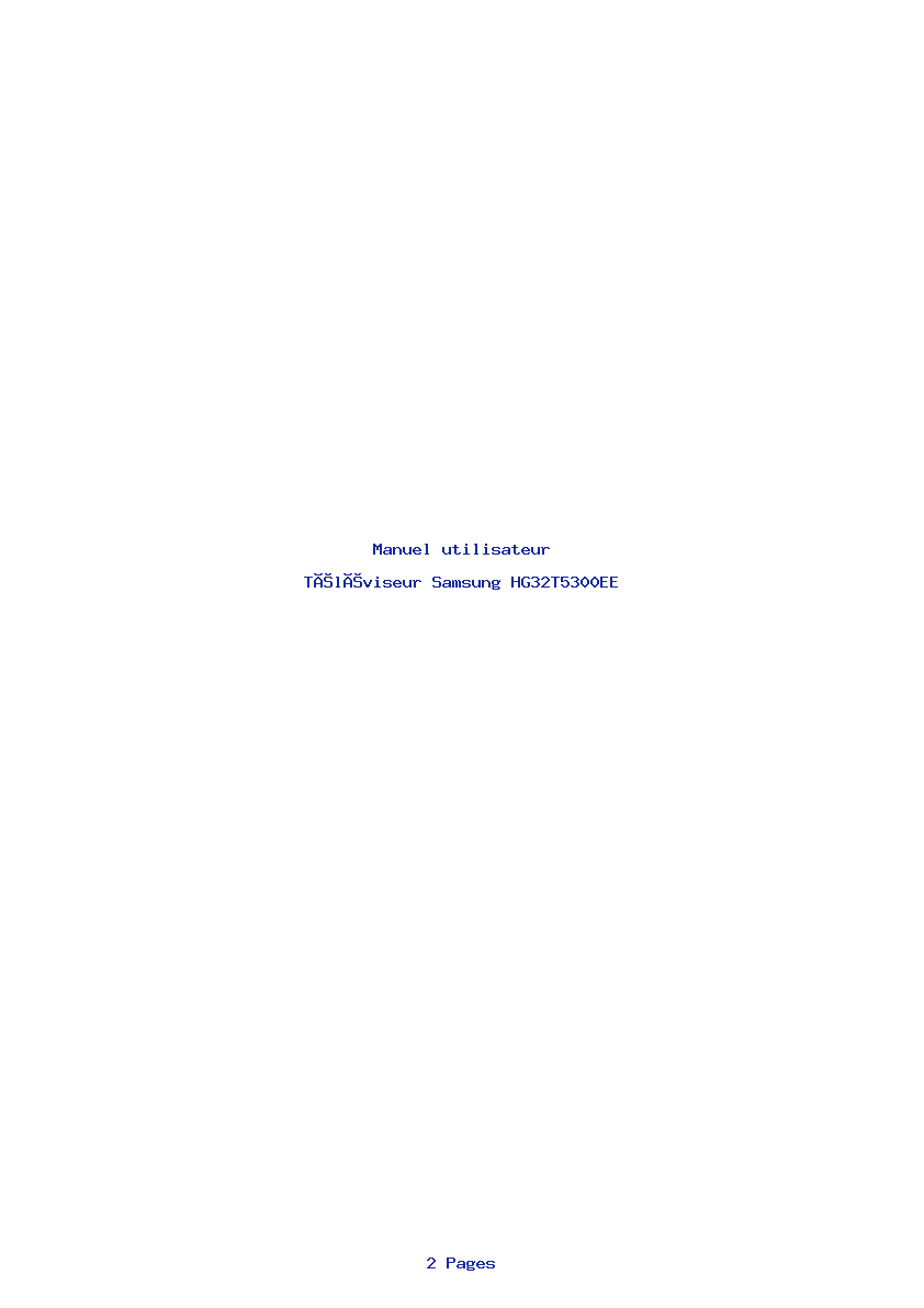 Page 1 de la notice Manuel utilisateur Samsung HG32T5300EE