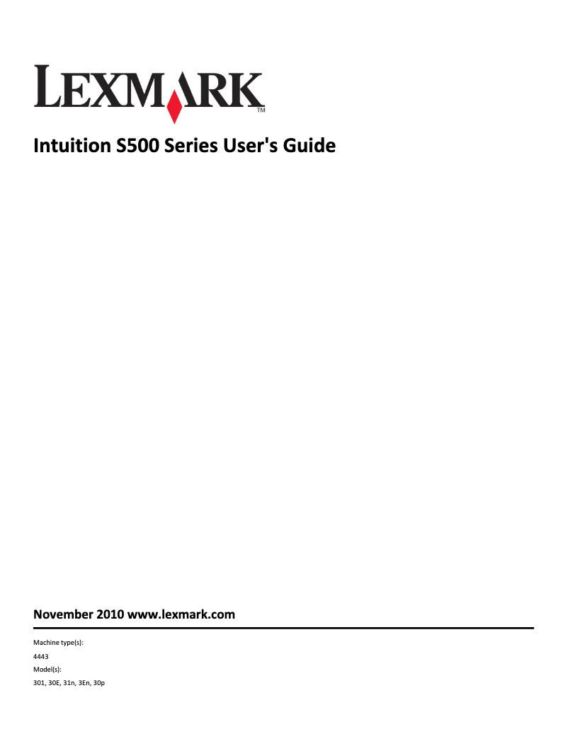 Page 1 de la notice Manuel utilisateur Lexmark Intuition S502