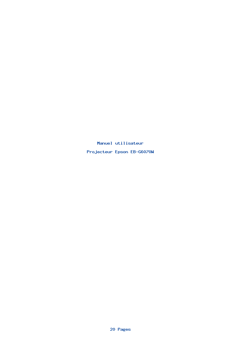 Page 1 de la notice Manuel utilisateur Epson EB-G6070W