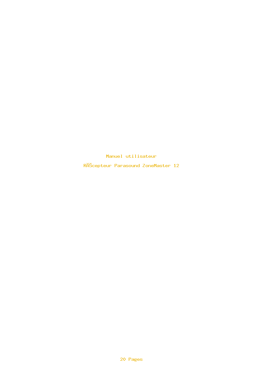 Page 1 de la notice Manuel utilisateur Parasound ZoneMaster 12