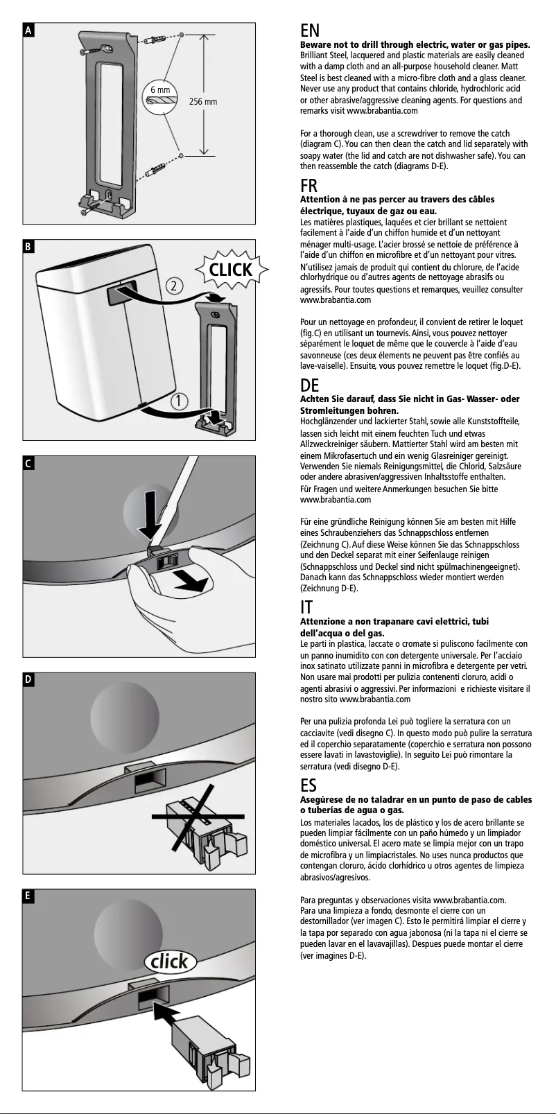 Page 1 de la notice Manuel utilisateur Brabantia Touch Bin