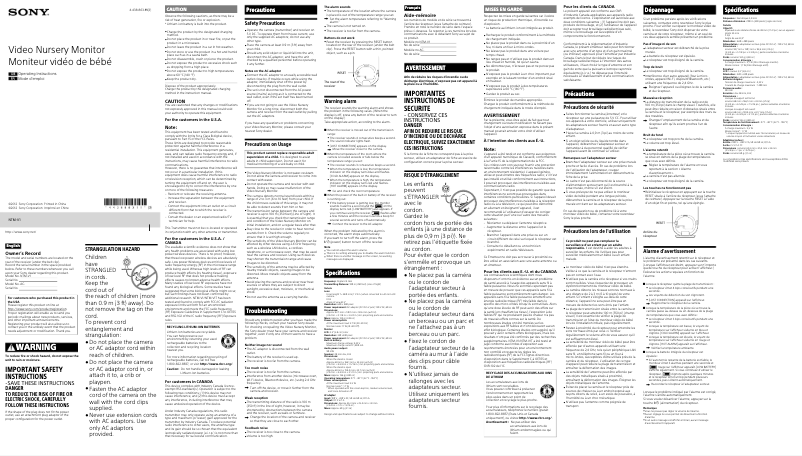 Page 1 de la notice Manuel utilisateur Sony NTM-V1