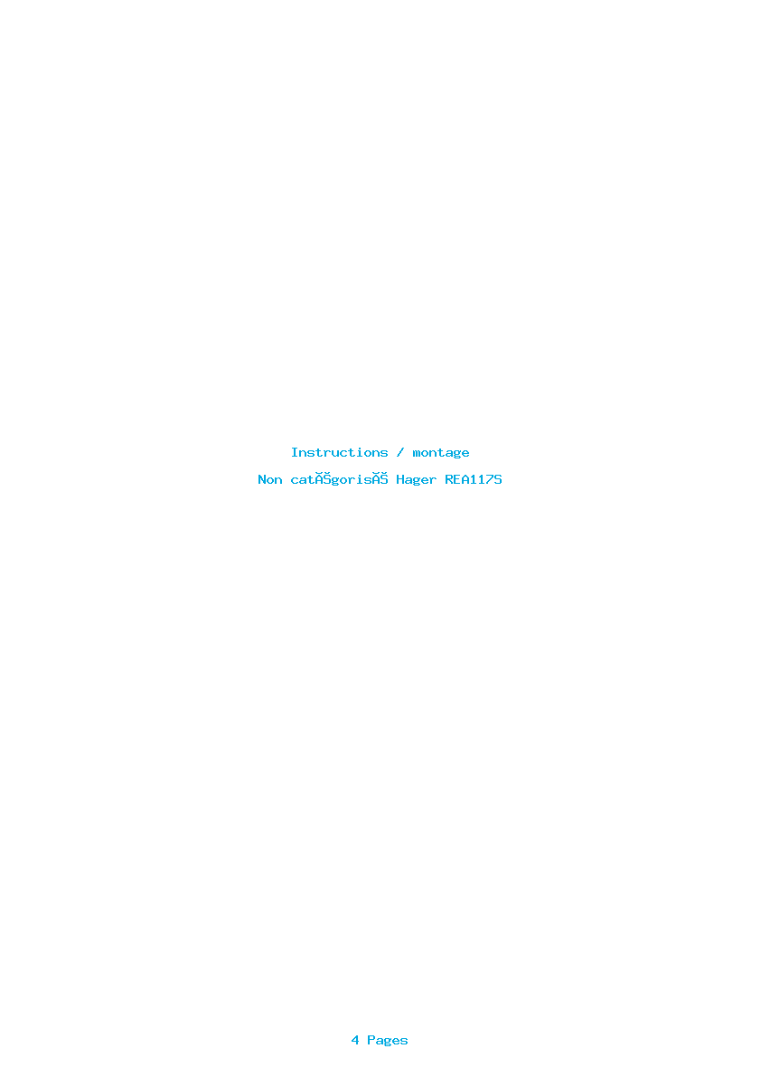 Page 1 de la notice Instructions / montage Hager REA117S