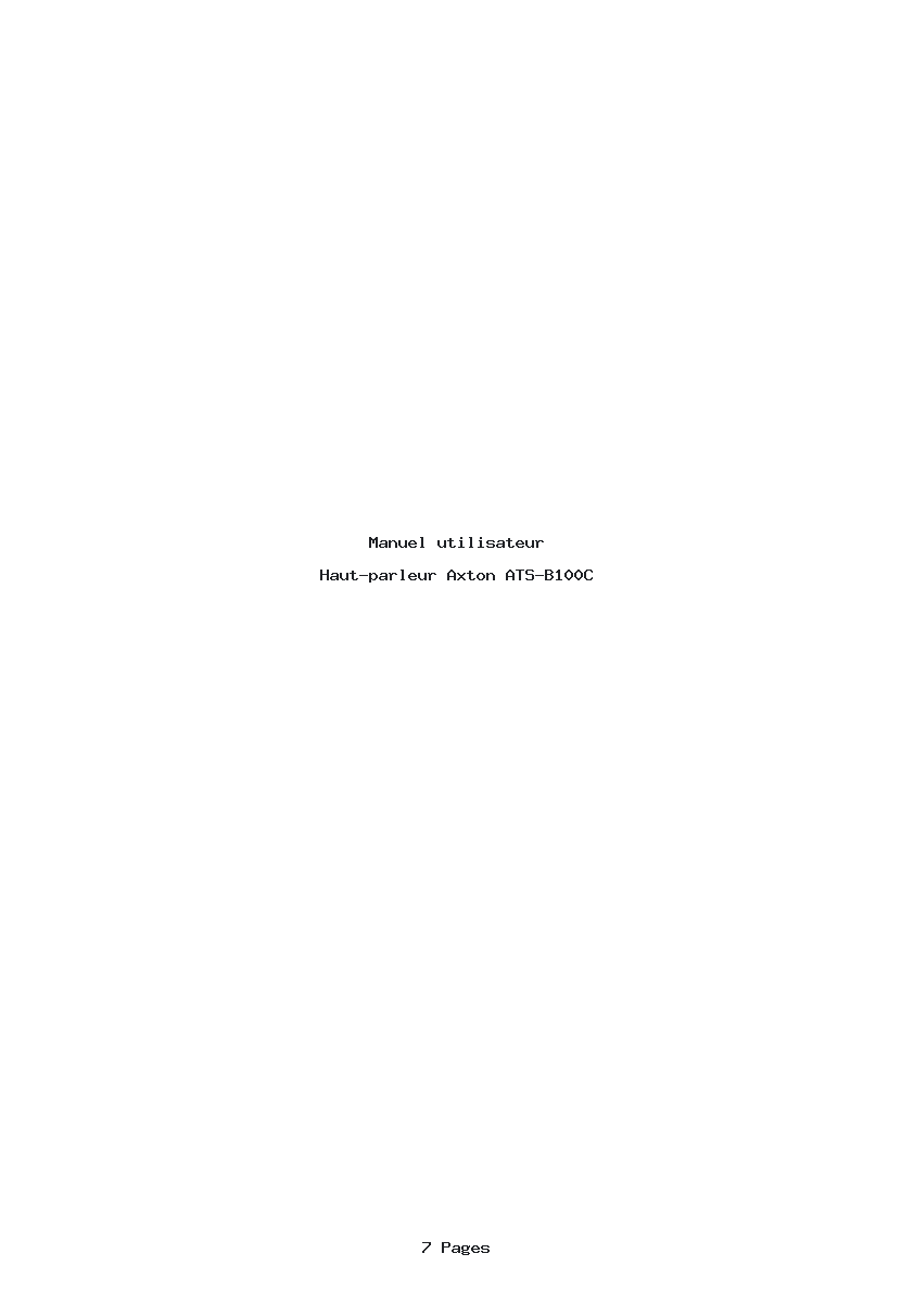 Page 1 de la notice Manuel utilisateur Axton ATS-B100C