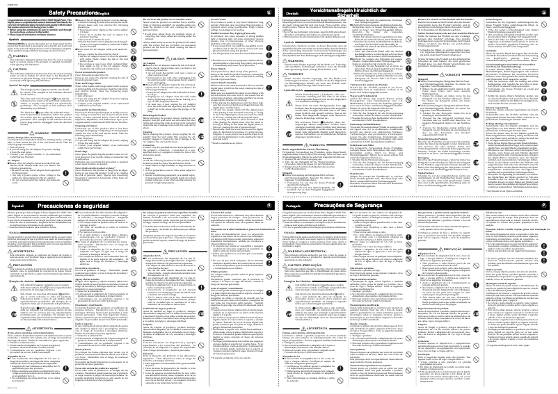 Page 1 de la notice Instructions de sécurité Casio Privia PX-200