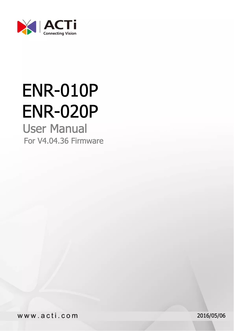 Page 1 de la notice Manuel utilisateur ACTi ENR-010P