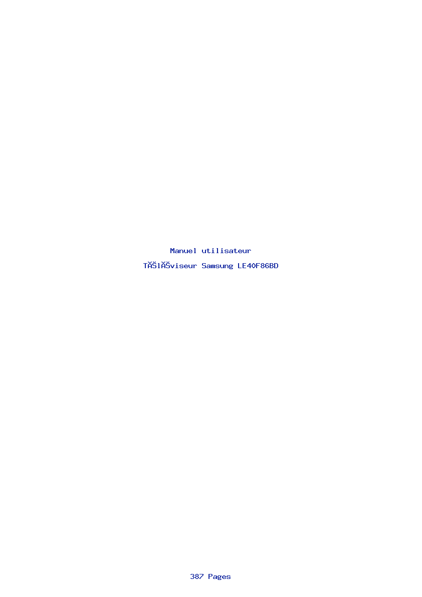 Page 1 de la notice Manuel utilisateur Samsung LE40F86BD