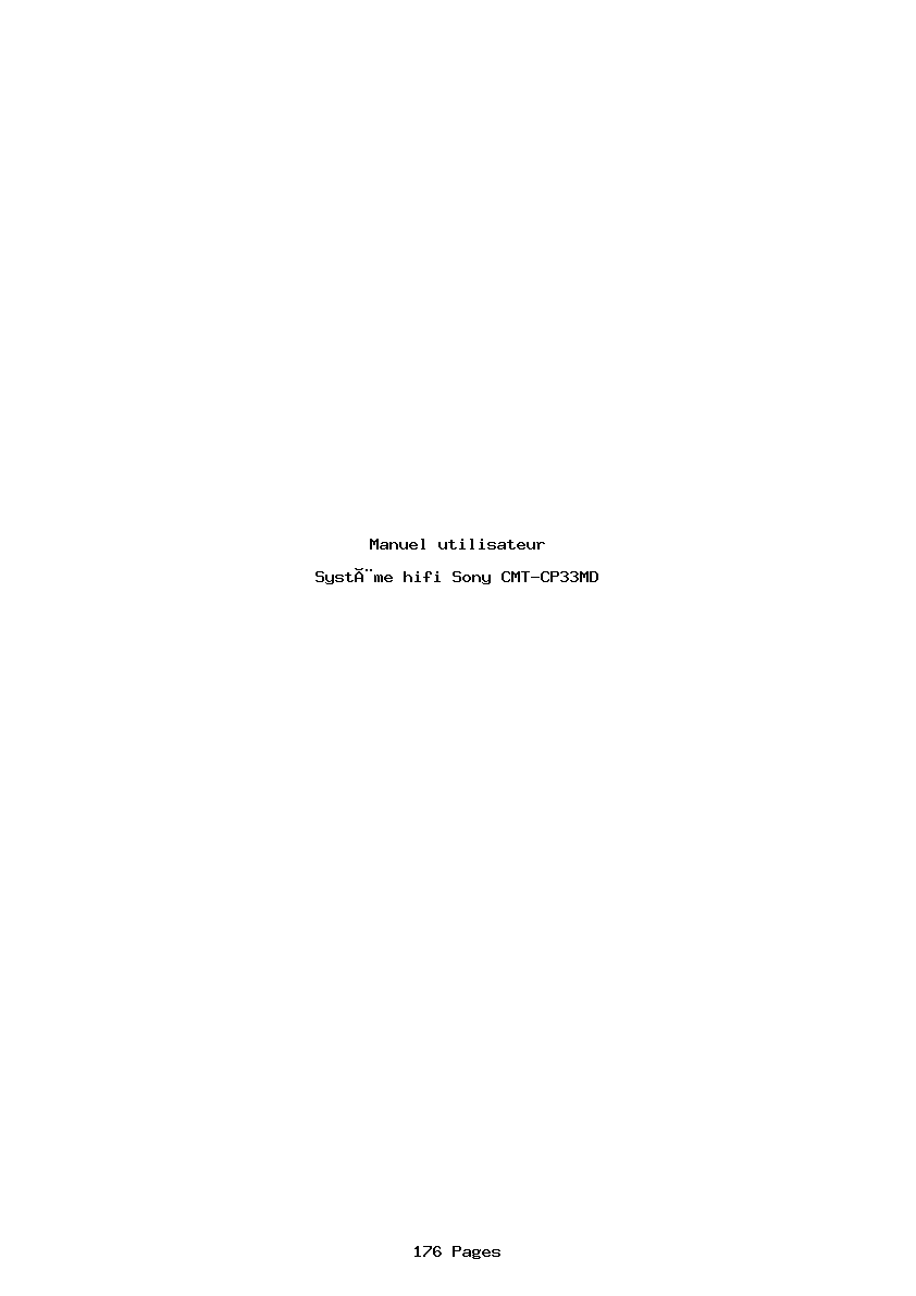 Page 1 de la notice Manuel utilisateur Sony CMT-CP33MD