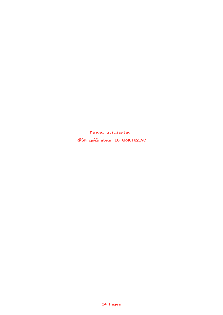 Page 1 de la notice Manuel utilisateur LG GR46T62CVC