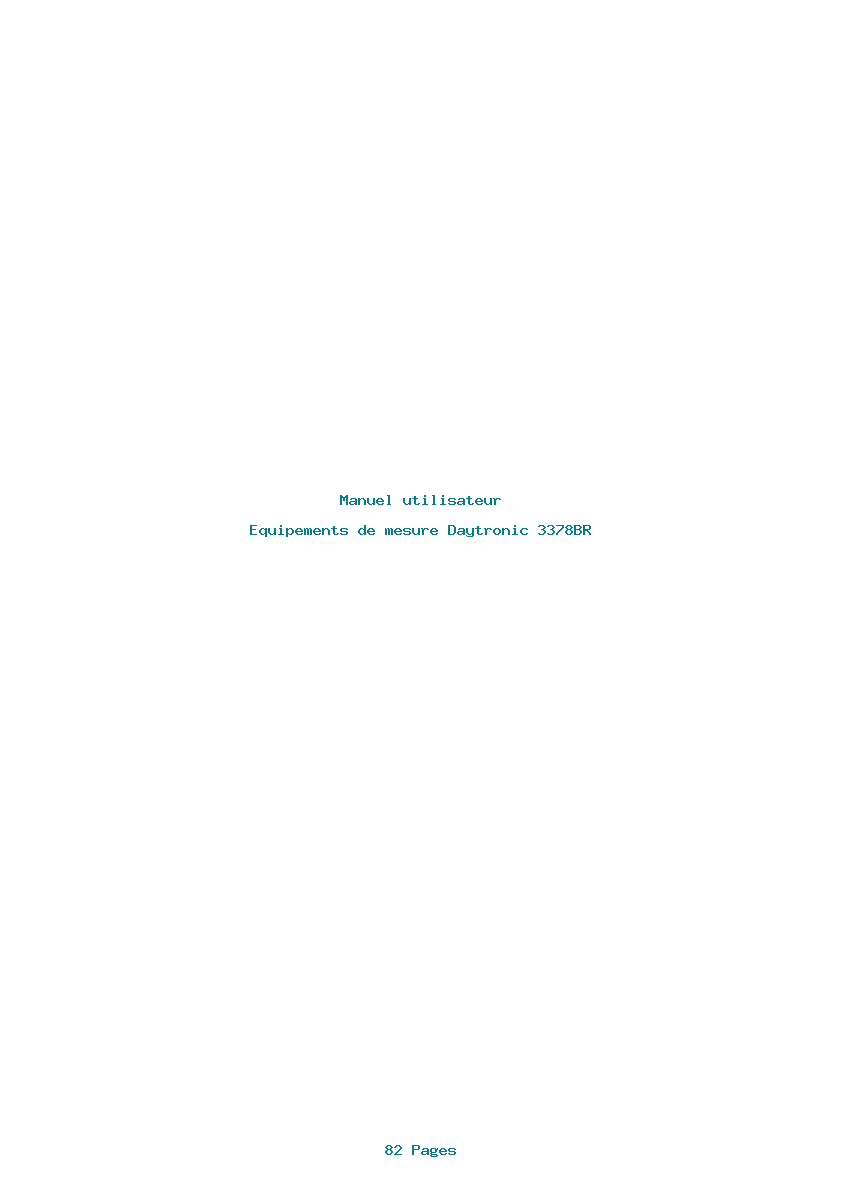 Page 1 de la notice Manuel utilisateur Daytronic 3378BR