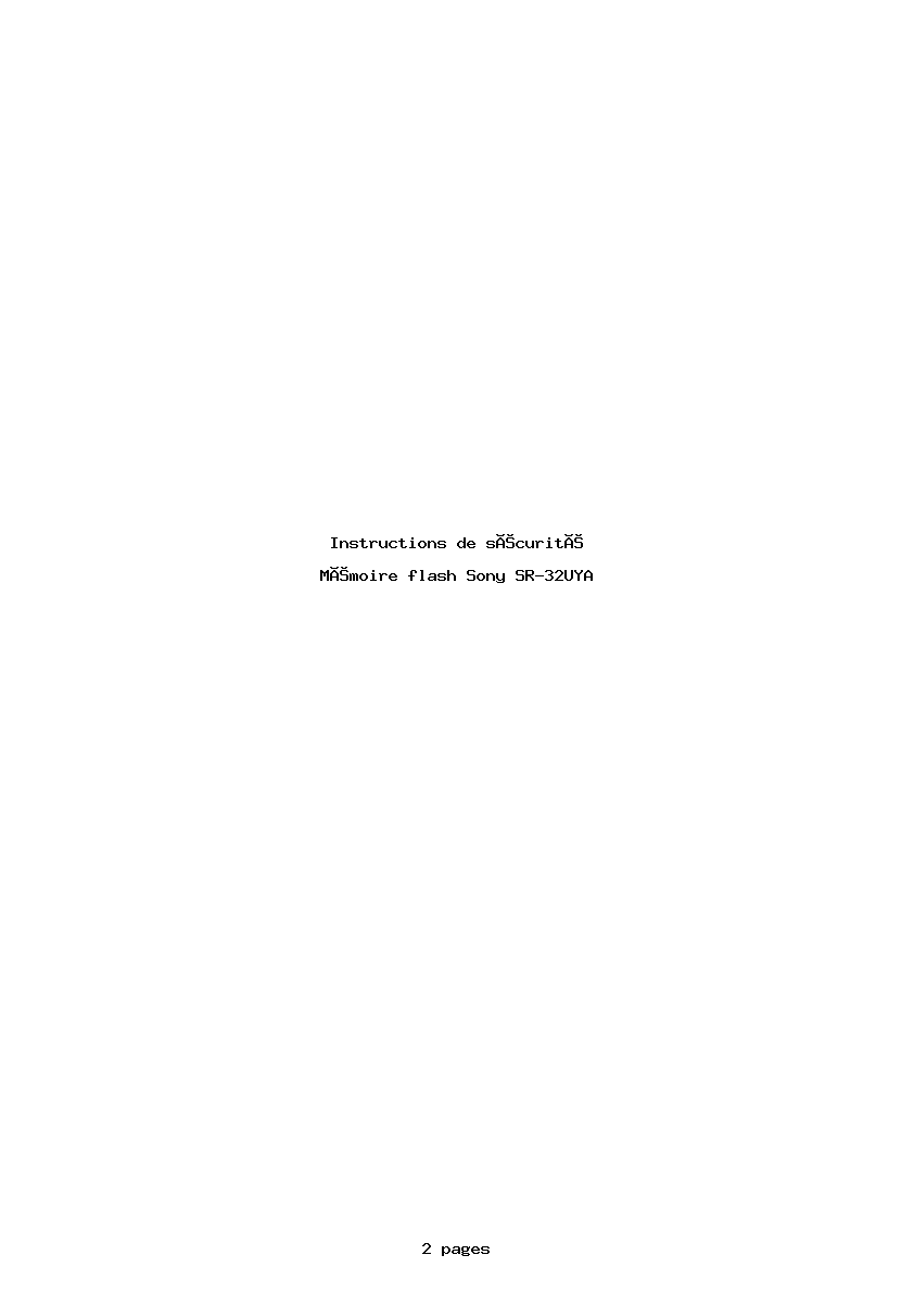 Page 1 de la notice Instructions de sécurité Sony SR-32UYA