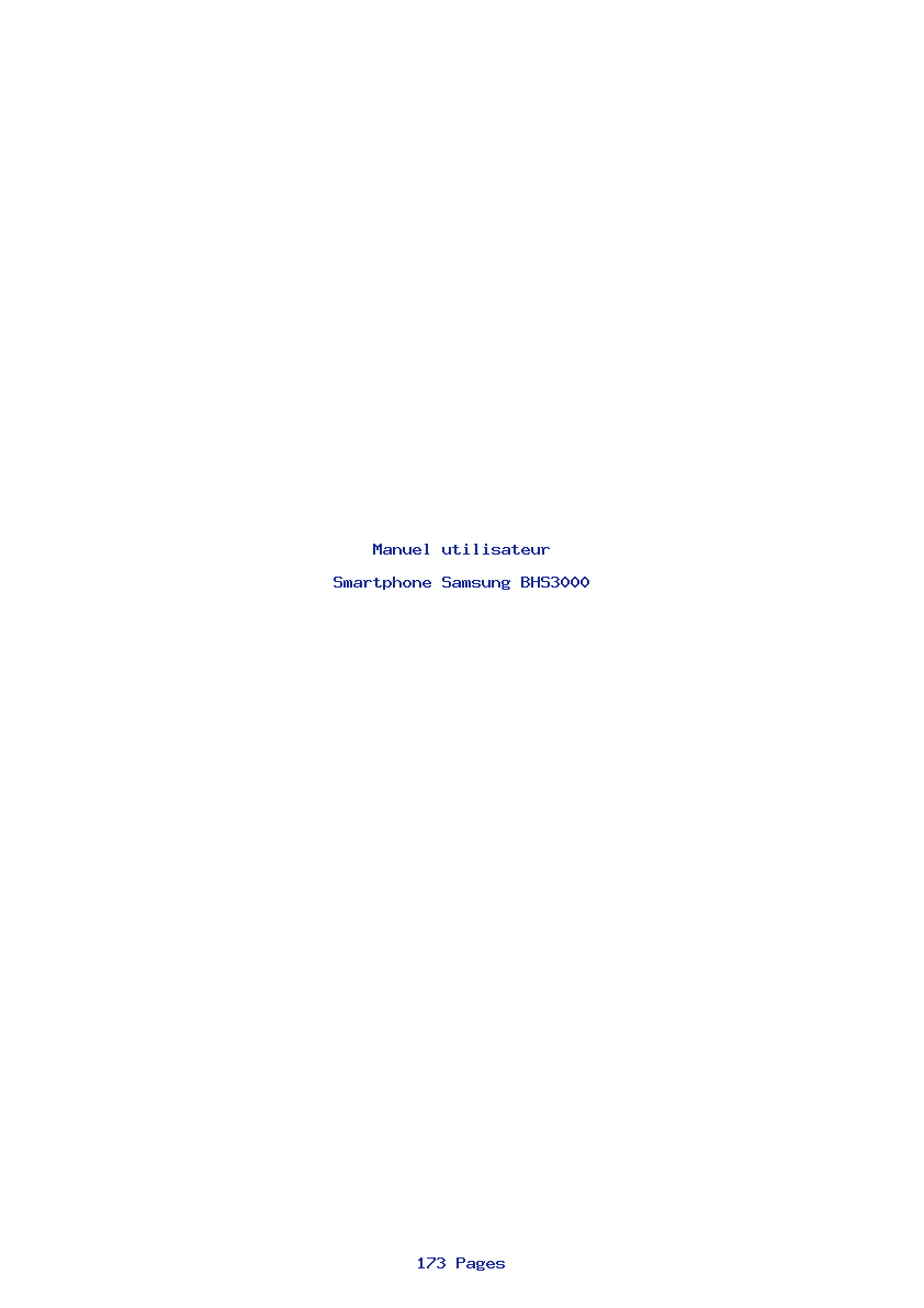 Page 1 de la notice Manuel utilisateur Samsung BHS3000