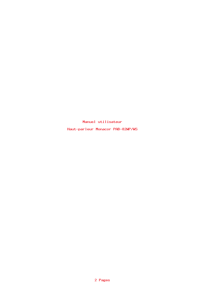 Page 1 de la notice Manuel utilisateur Monacor PAB-82WP/WS