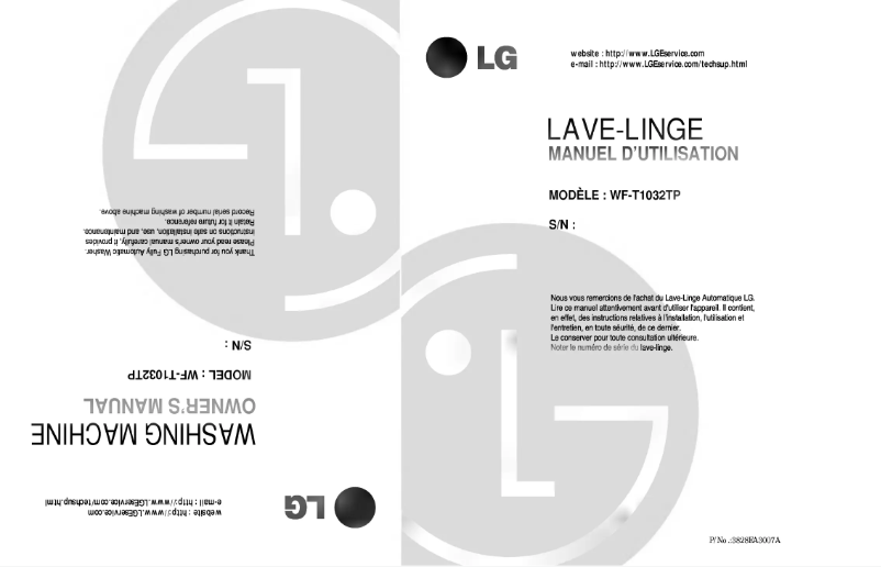 Page 1 de la notice Manuel utilisateur LG WF-T1032TP