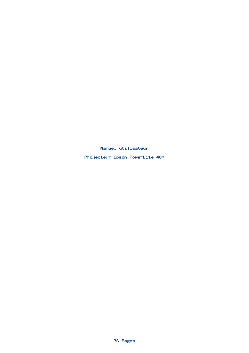 Page 1 de la notice Manuel utilisateur Epson PowerLite 480
