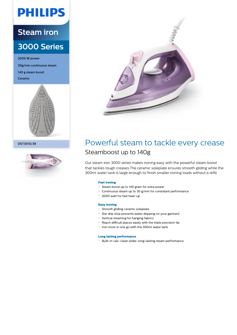 Página 1 del manual Ficha técnica Philips 3000 Series DST3010