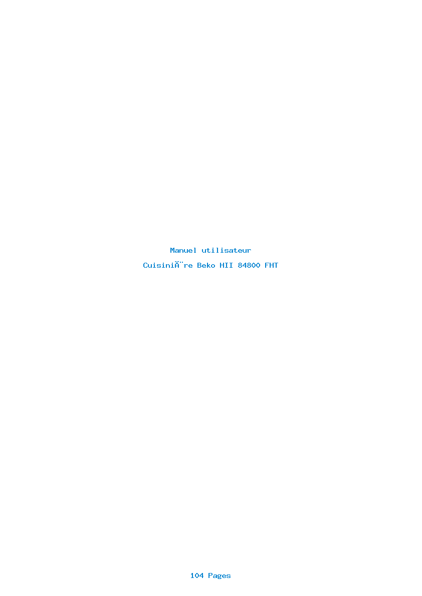Page 1 de la notice Manuel utilisateur Beko HII 84800 FHT