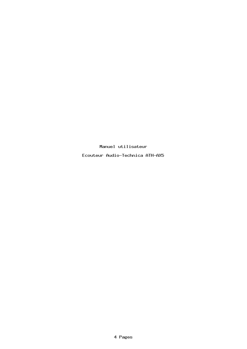 Page 1 de la notice Manuel utilisateur Audio-Technica ATH-AX5