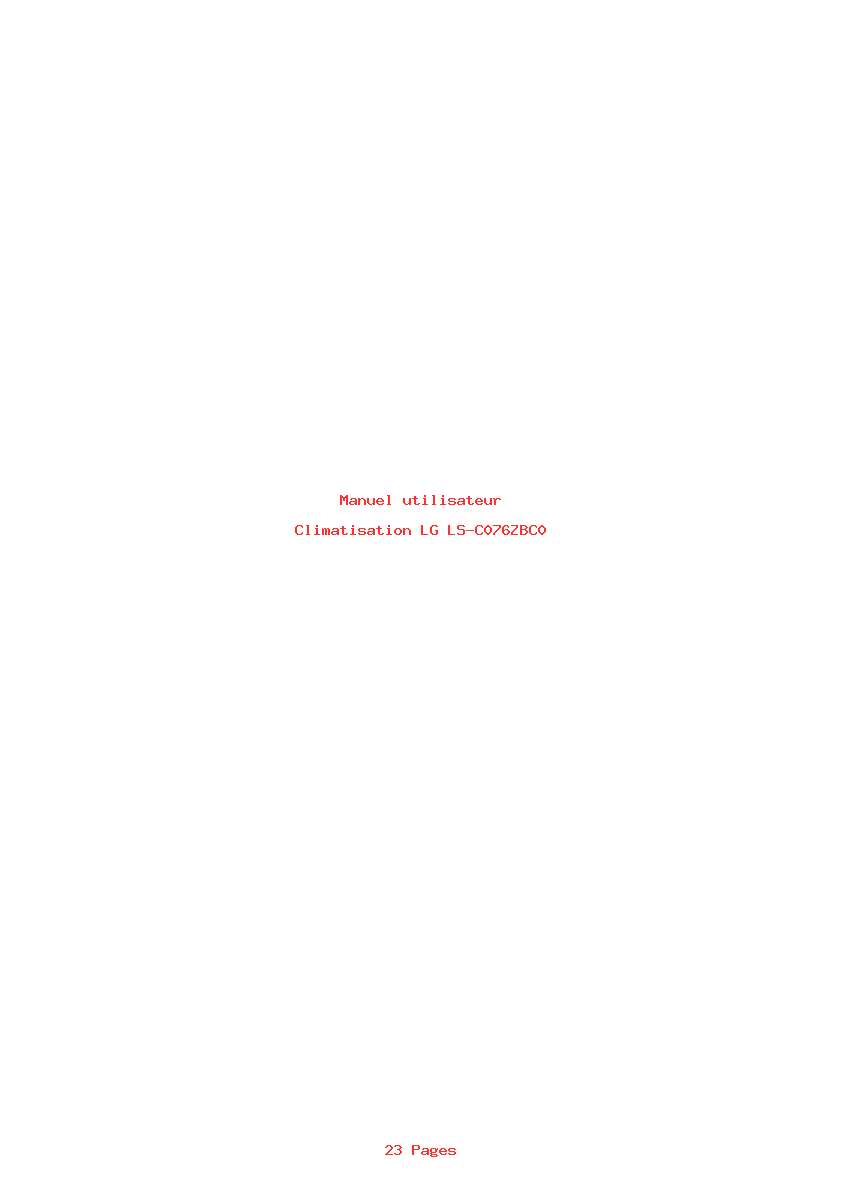 Page 1 de la notice Manuel utilisateur LG LS-C076ZBC0