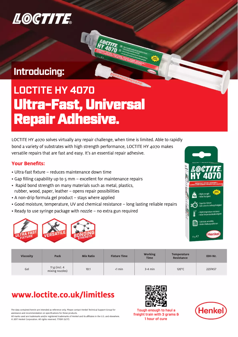 Page 1 de la notice Manuel utilisateur Loctite HY 4070