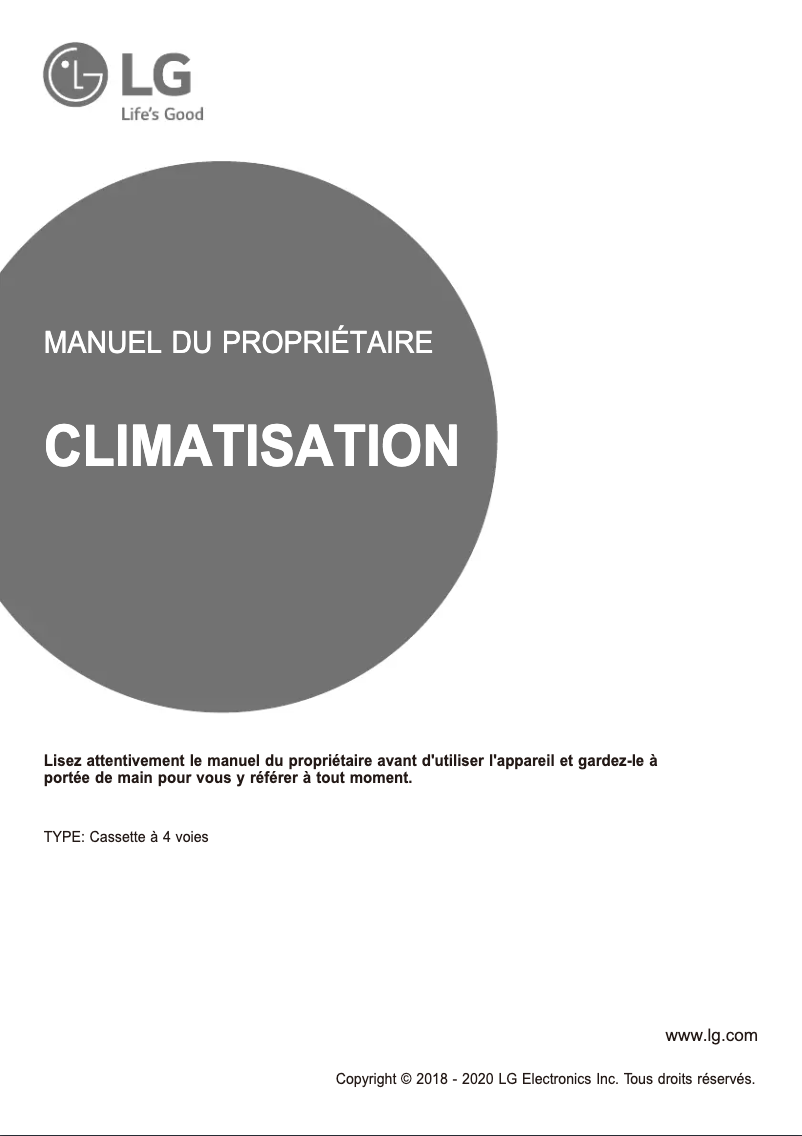 Page 1 de la notice Manuel utilisateur LG ATNW53GMLT1