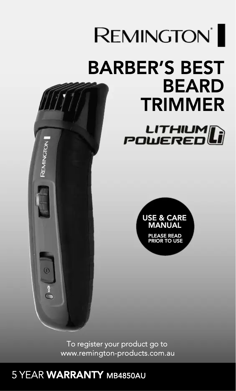 Page 1 of the manual User Manual Remington MB4850AU