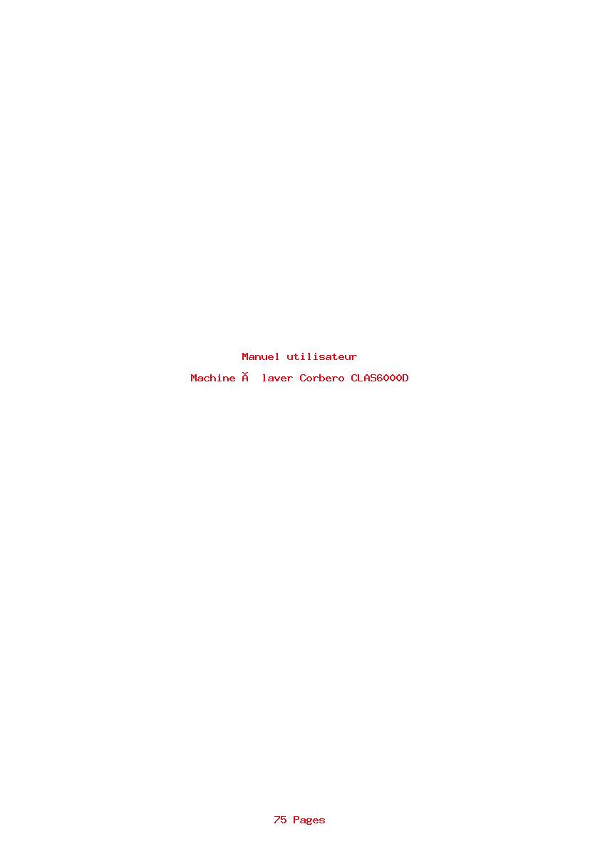 Page 1 de la notice Manuel utilisateur Corbero CLAS6000D