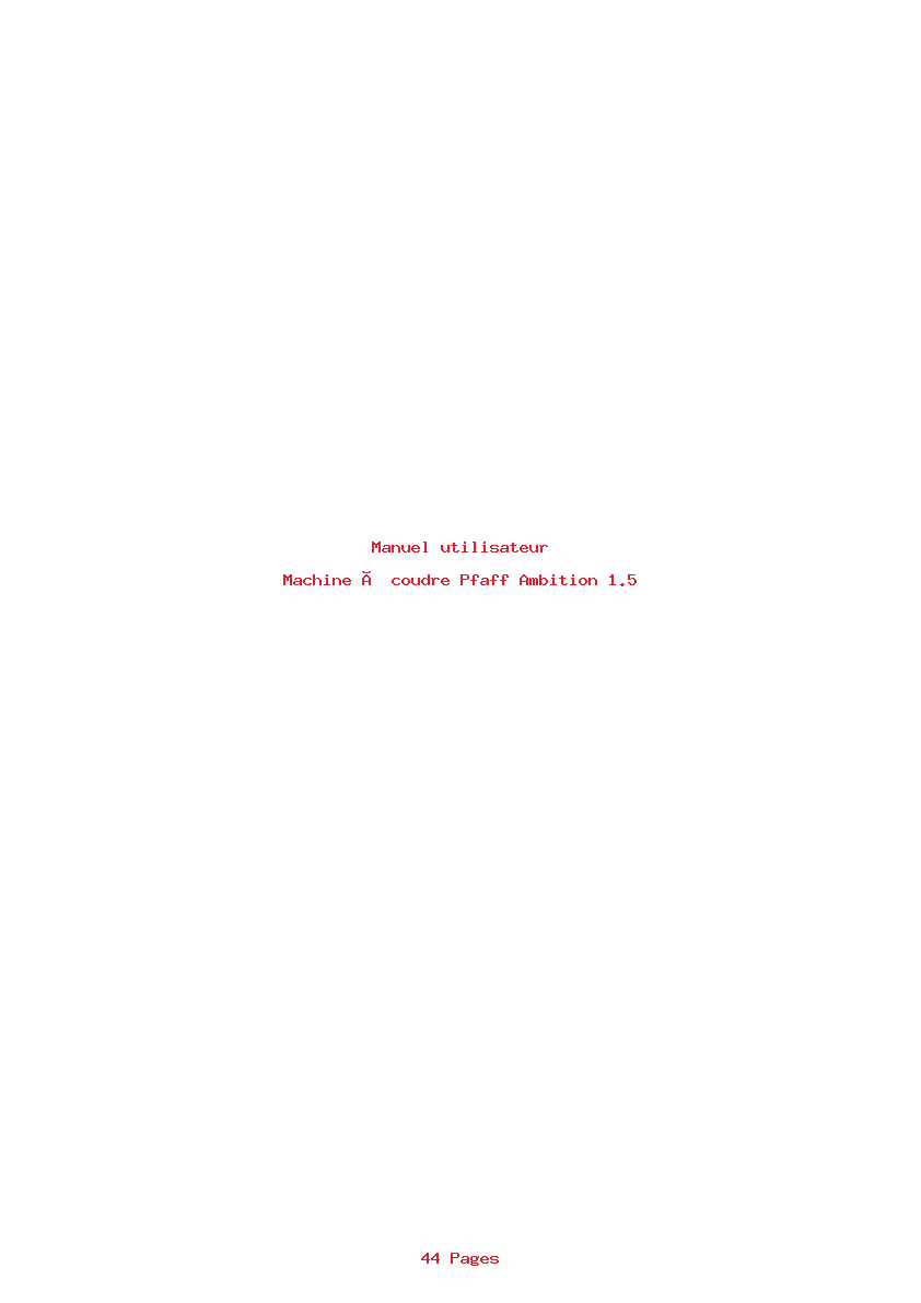 Page 1 de la notice Manuel utilisateur Pfaff Ambition 1.5