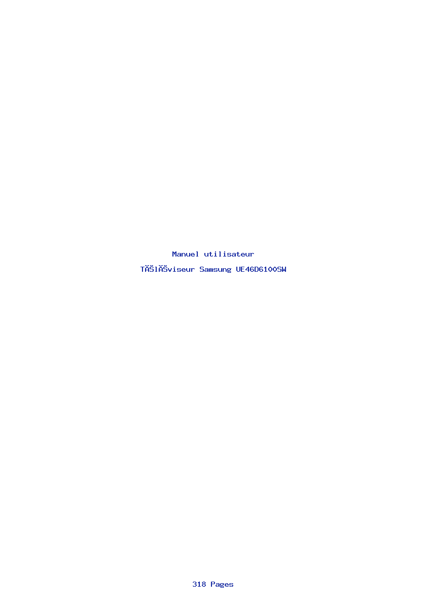Page 1 de la notice Manuel utilisateur Samsung UE46D6100SW